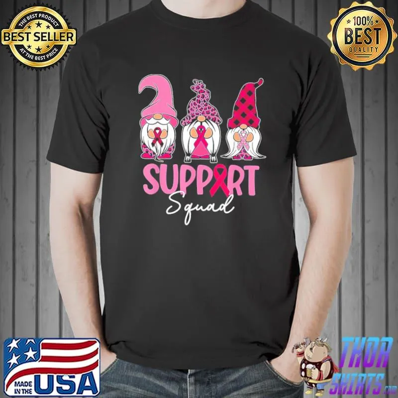 Gnomes support squad breast cancer awareness pink ribbon classic shirt