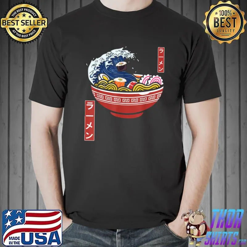 Great Ramen Wave Of Kanagawa Japanese Noodles Kawaii Ramen T-Shirt