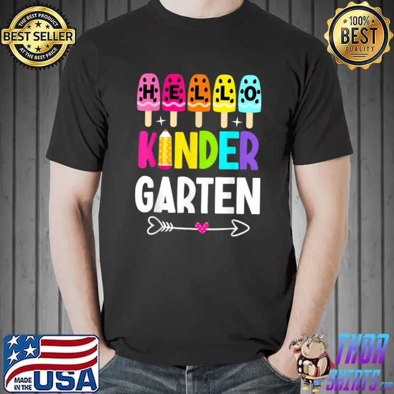 Hello Kindergarten Squad My First Day Of Kindergarten Ice Cream T-Shirt
