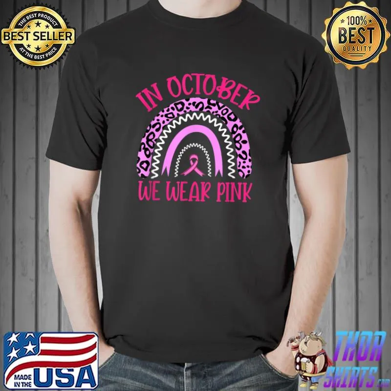 In October We Wear Pink Breast Cancer Bleached Leopard T-Shirt