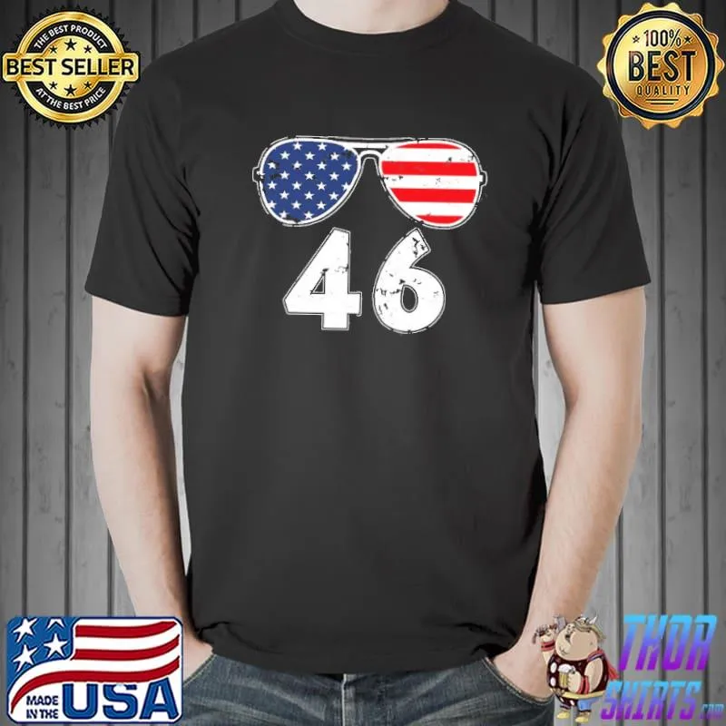 Joe Biden 46 president usa flag sunglasses vintage style shirt