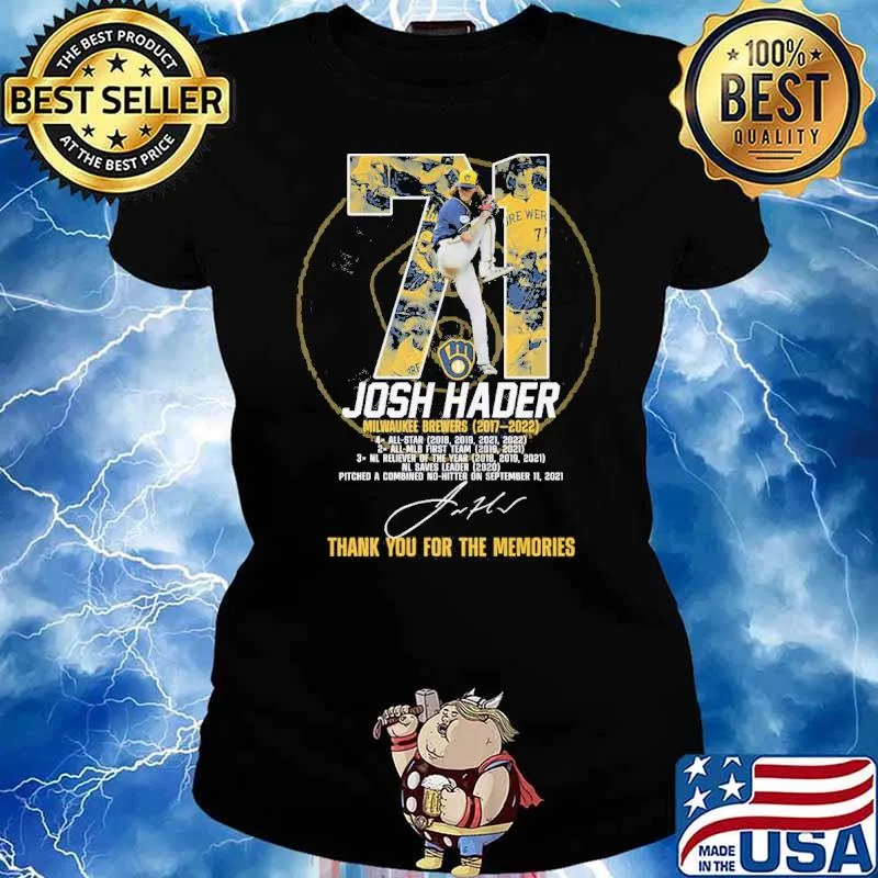 Josh Hader Milwaukee Brewers Thank For Memories Signatures Shirt Ladies tee