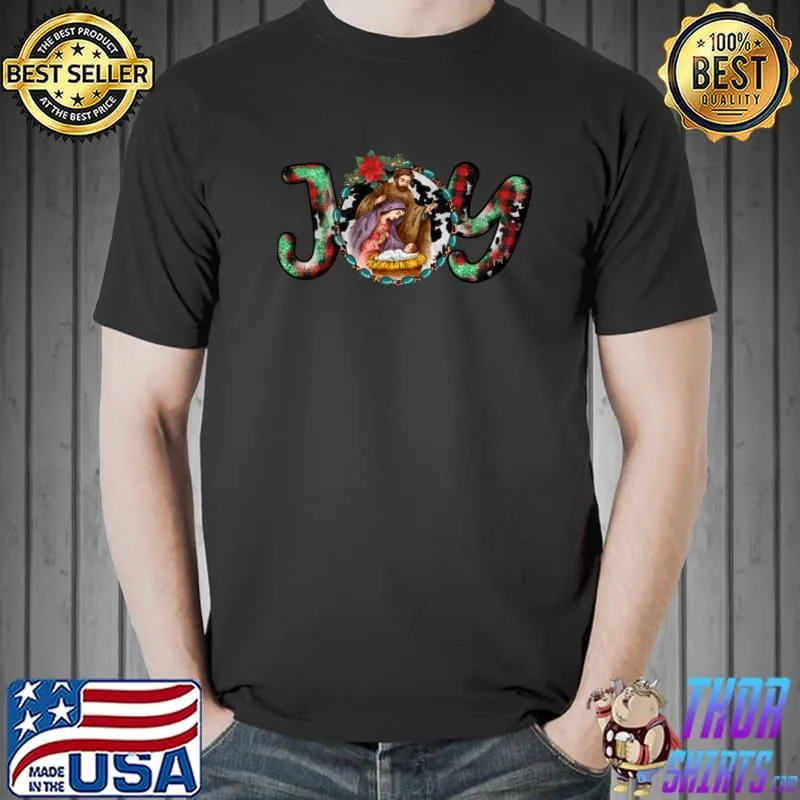 Joy christian buffalo plaid christmas T-Shirt
