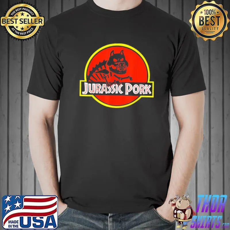 Jurassic park dinosaur pig humorous pork shirt