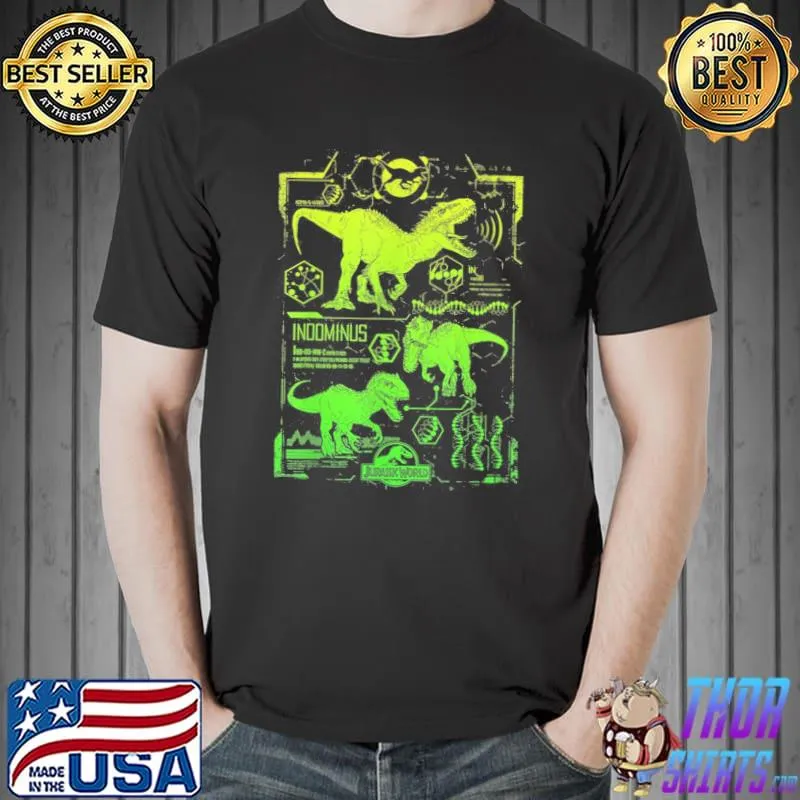 Jurassic park jurassic world indominus rex green schematic shirt