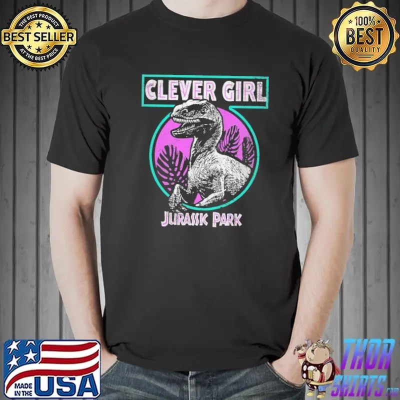 Jurassic park pink and teal clever girl circle classic shirt