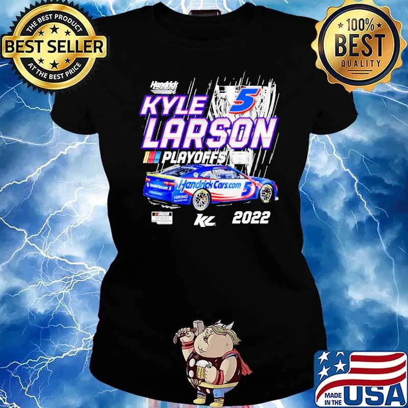 Kyle Larson Hendrick Motorsports Team Collection Black 2022 NASCAR Cup Series Playoffs Shirt Ladies tee