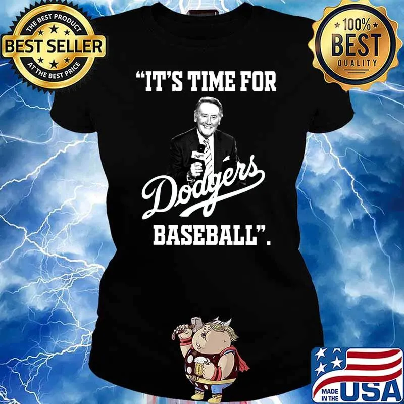 Legend Vin Scully it's time for Dodgers baseball T-Shirt Ladies tee