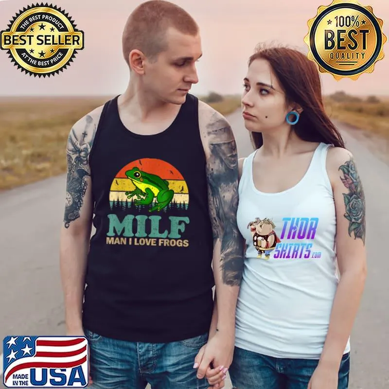 Man I Love Frogs Autumn Seasons Vintage Sunset T-Shirt Tank Top