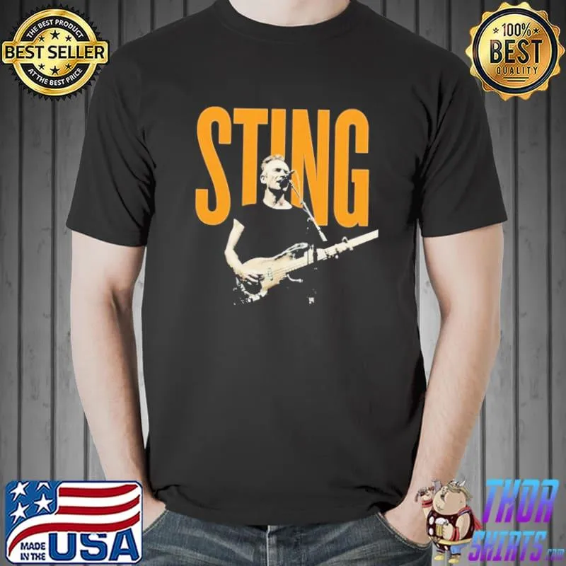Musician sting playing guitar vintage singer shirt