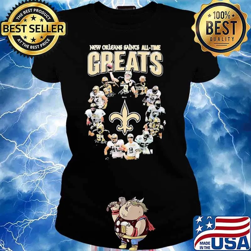 New Orleans Saints Team all-time Greats signatures s Ladies tee