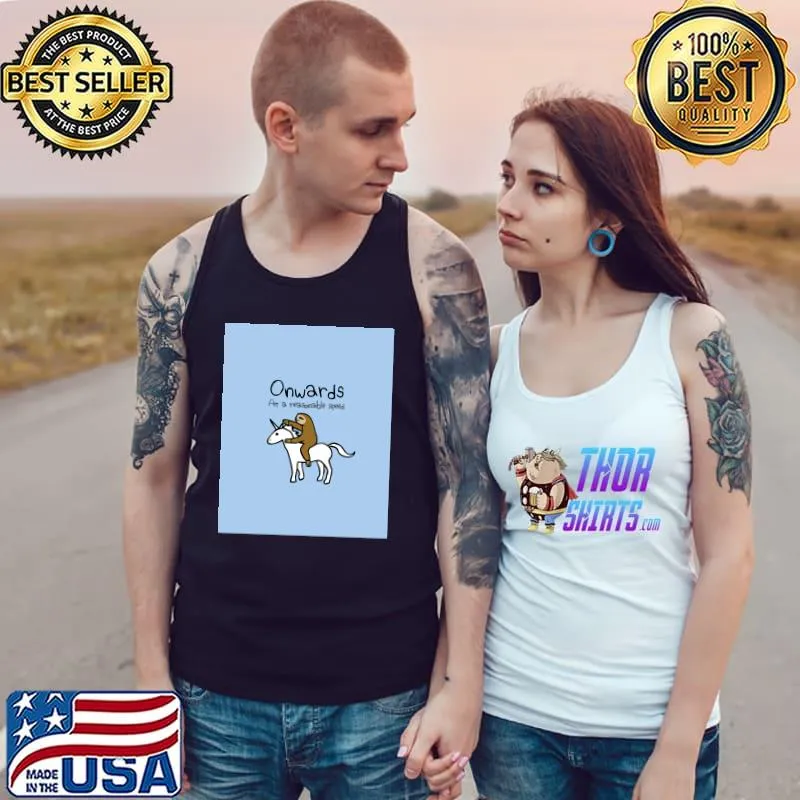 Onwards At A Reasonable Speed Sloth Riding Unicorn T-Shirt Tank Top