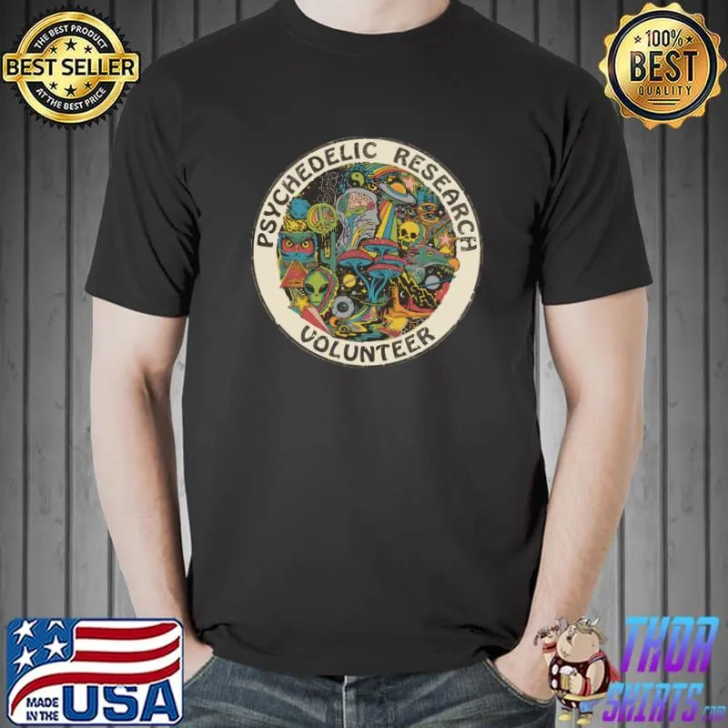 Psychedelic Research Volunteer Alien Skull Forest Ufo Retro T-Shirt