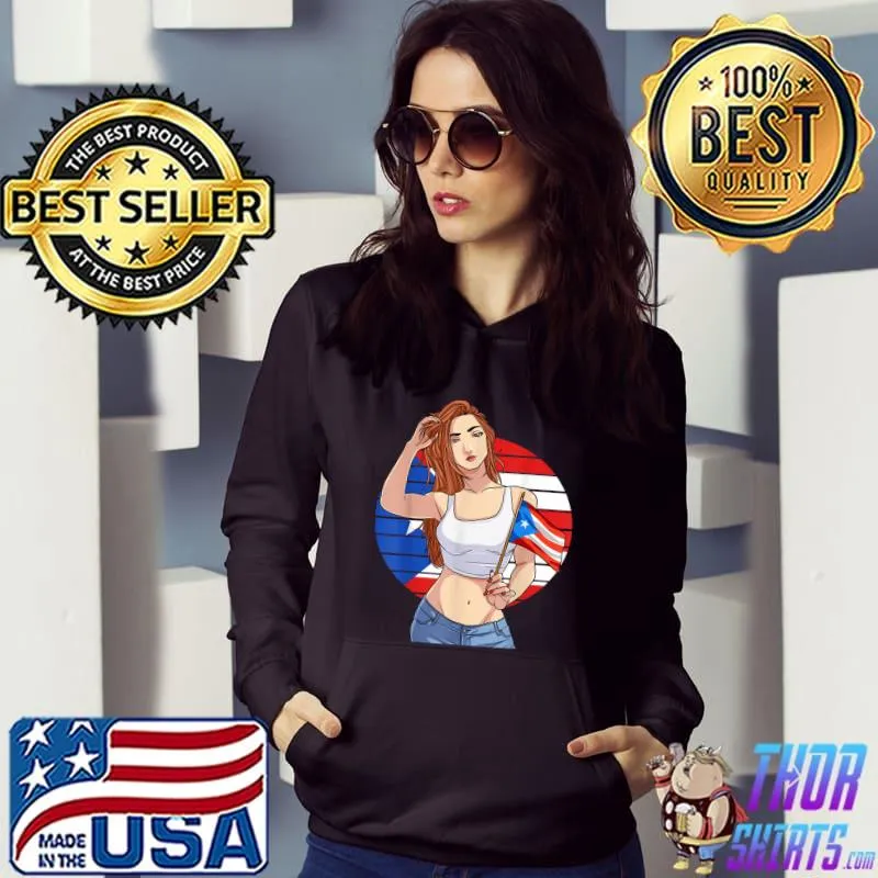 Puerto Rico Flag Hispanic Girl Latino Pride Boricua T-Shirt Hoodie