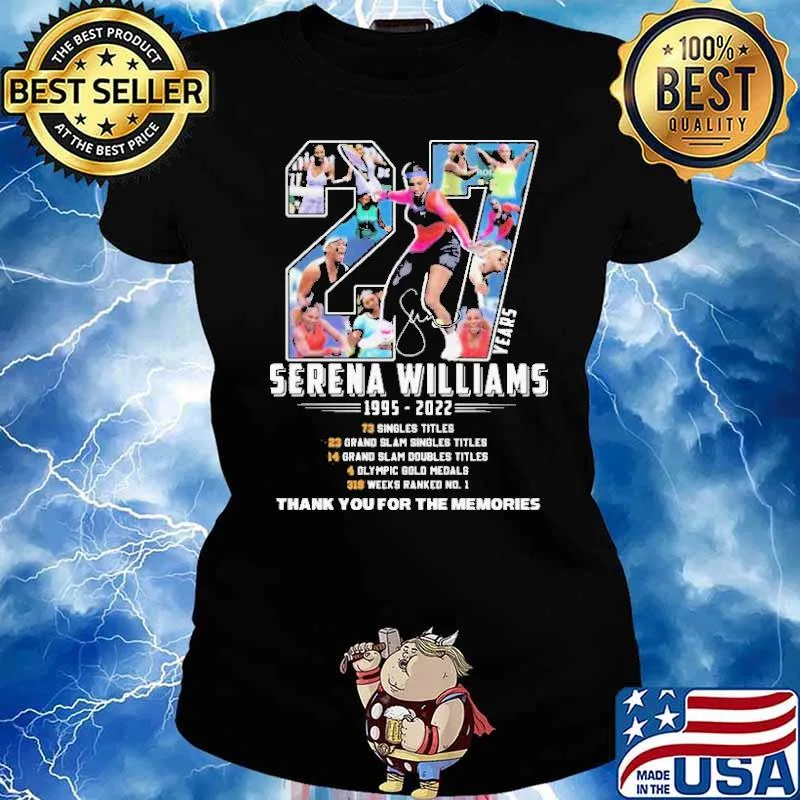 Serena Williams 1995 2022 thank you for the memories signatures s Ladies tee
