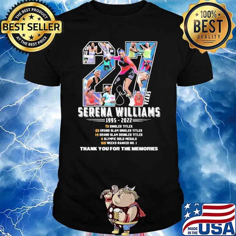 Serena Williams 1995 2022 thank you for the memories signatures shirt