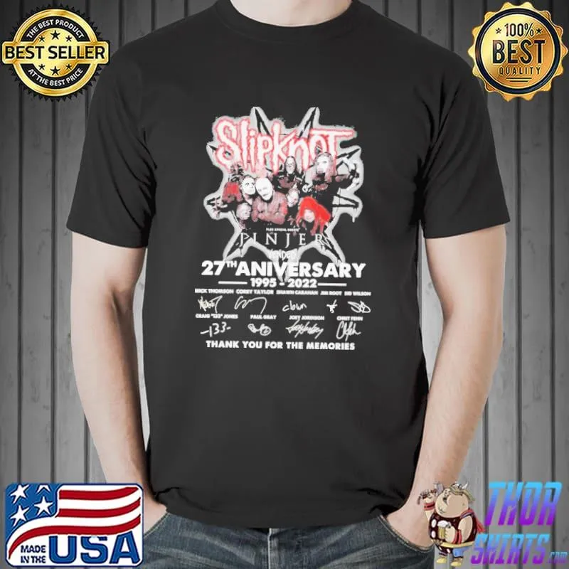 Slipknot pinjer vended 27th anniversary 19952022 thank you for the memories signatures classic shirt