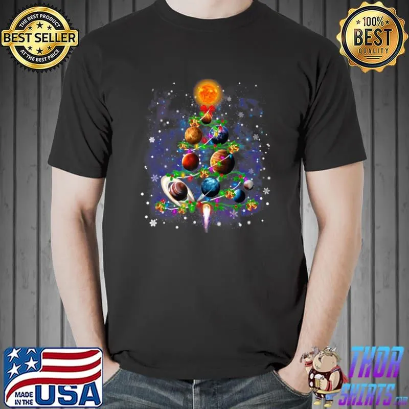 Solar system planets christmas tree decor xmas tree T-Shirt