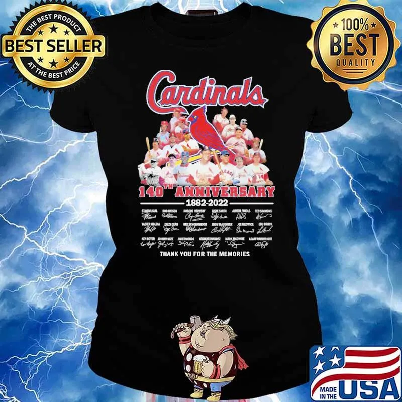 St Louis Cardinals 140th anniversary thank for memories signatures s Ladies tee