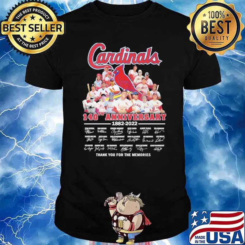 St Louis Cardinals 140th anniversary thank for memories signatures shirt