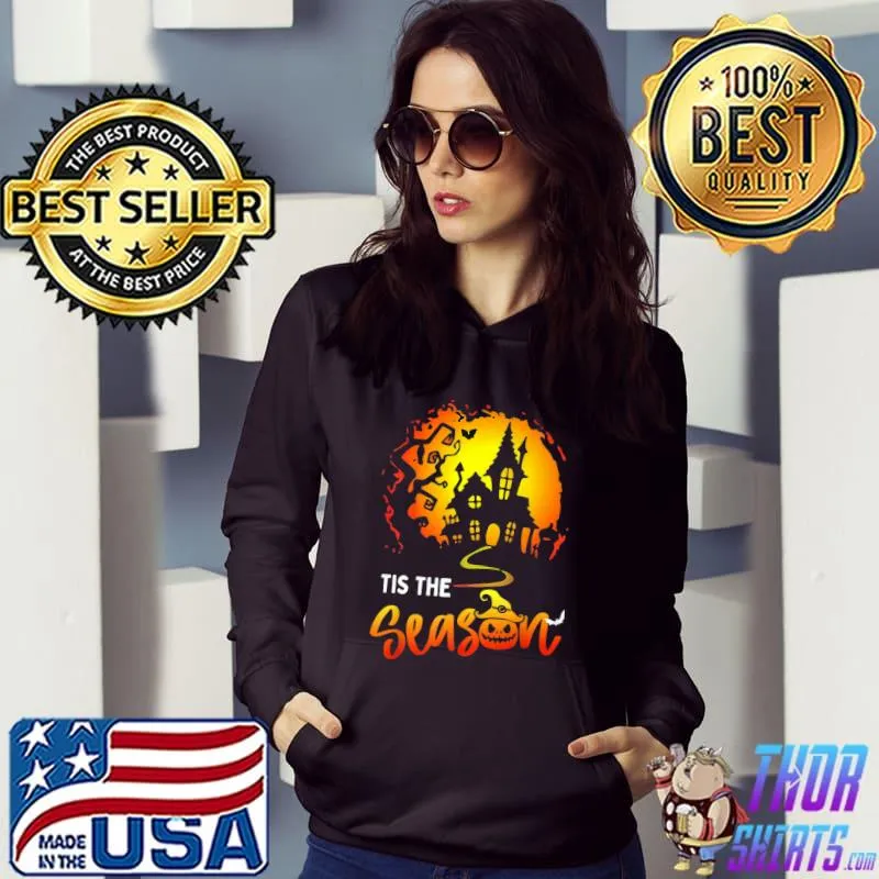 Tis The Season Spooky Vibes Pumpkin Halloween Trick Or Treat Moon T-Shirt Hoodie