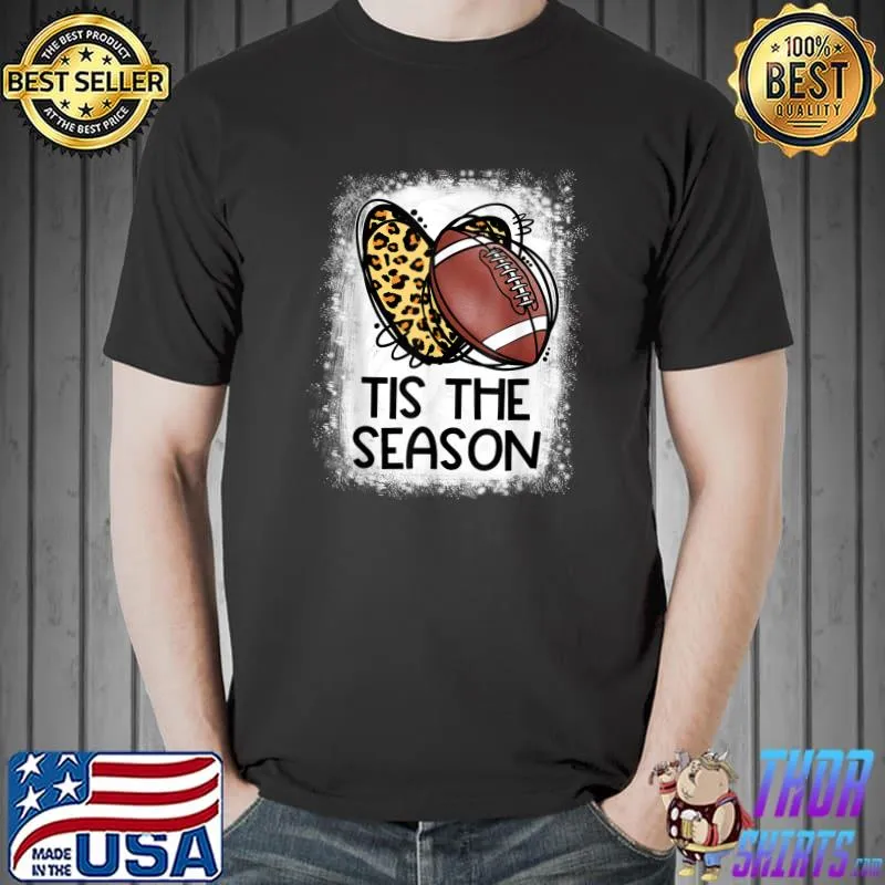 Tis To The Season Leopard Heart Football Season Game Day T-Shirt