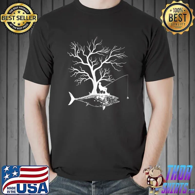 Tree Fishing Rod Fish False Albacore T-Shirt