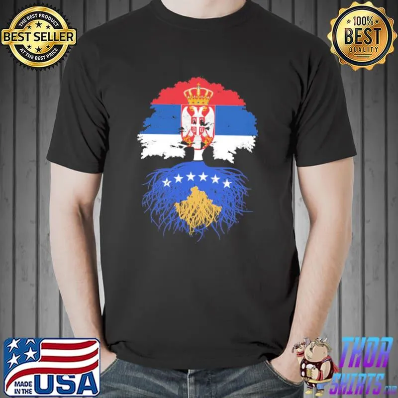 Tree roots flag kosovo kosovar serbian Serbia sport shirt