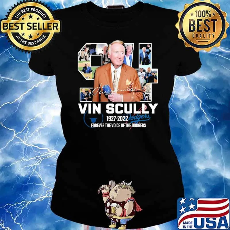 Vin Scully 1927 2022 forever the voice of the dodgers signature s Ladies tee