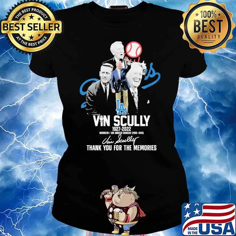 Vin Scully Los Angeles Dodgers Thank For The Memories Signature Shirt Ladies tee