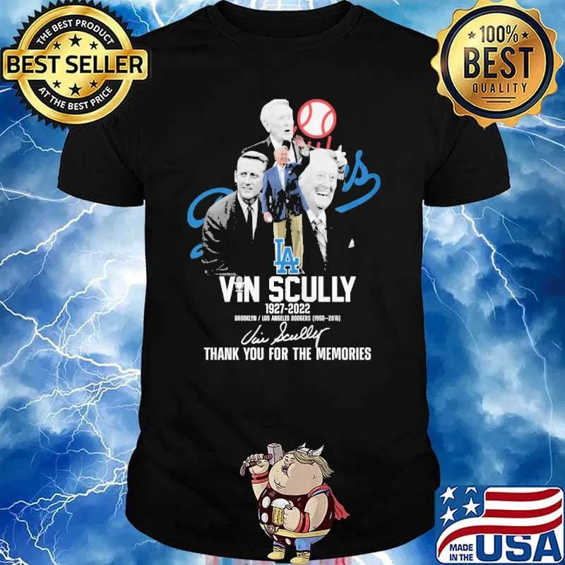 Vin Scully Los Angeles Dodgers Thank For The Memories Signature Shirt