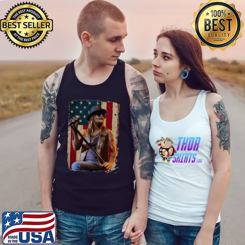 Vintage American flag American badass kid rock tour 2022 flag s Tank Top