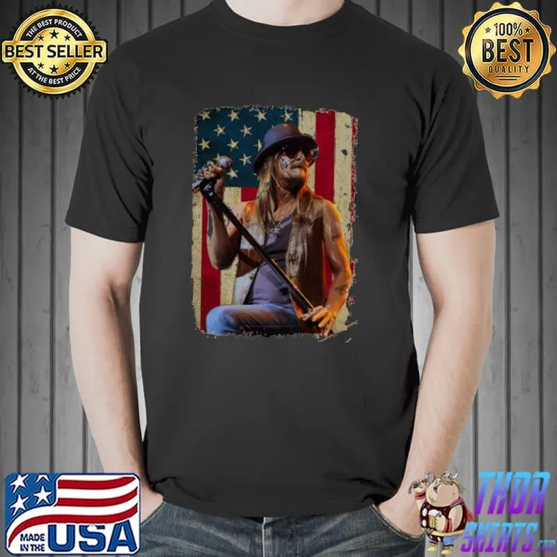 Vintage American flag American badass kid rock tour 2022 flag shirt