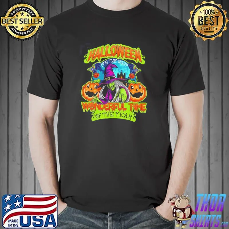 Withc and pumpkin it's the most wonderful time of the year halloween classic shirt
