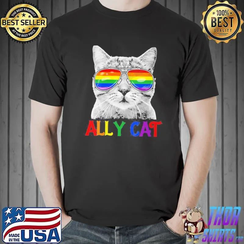 Womens lgbtq proud ally cat purride paw gay pride rainbow flag shirt