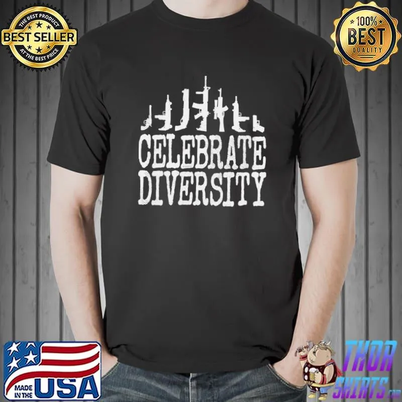 2nd Amendment Celebrate Diversity Veterans Military Green Guns T-Shirt