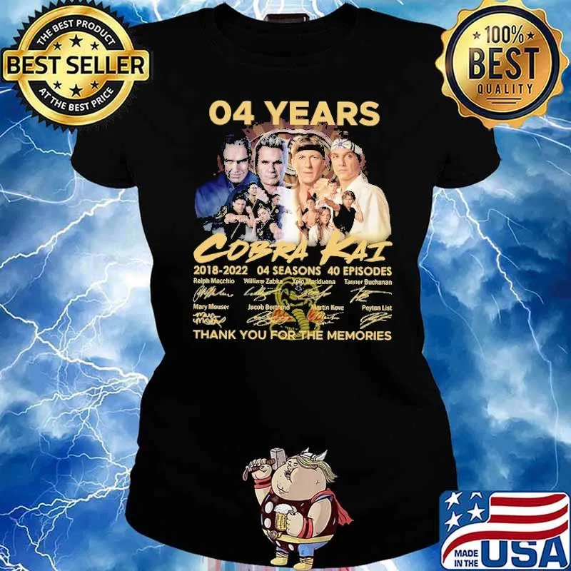 4 years of cobra kai thank for memories signatures s Ladies tee