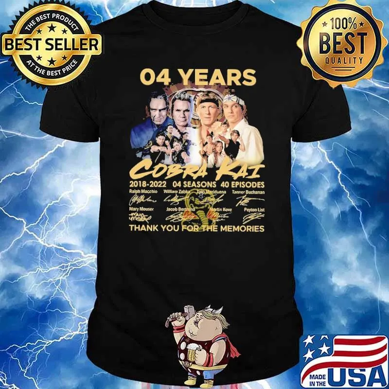 4 years of cobra kai thank for memories signatures shirt