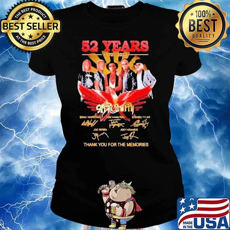 52 Years 1970 2022 Aerosmith Thank You For The Memories Shirt Ladies tee
