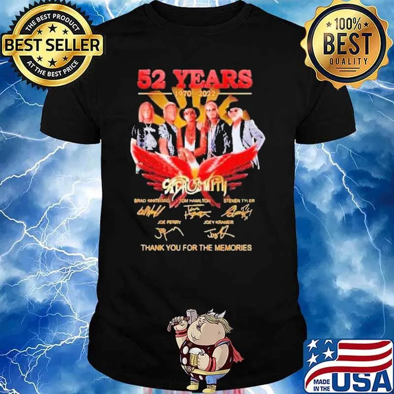 52 Years 1970 2022 Aerosmith Thank You For The Memories Shirt