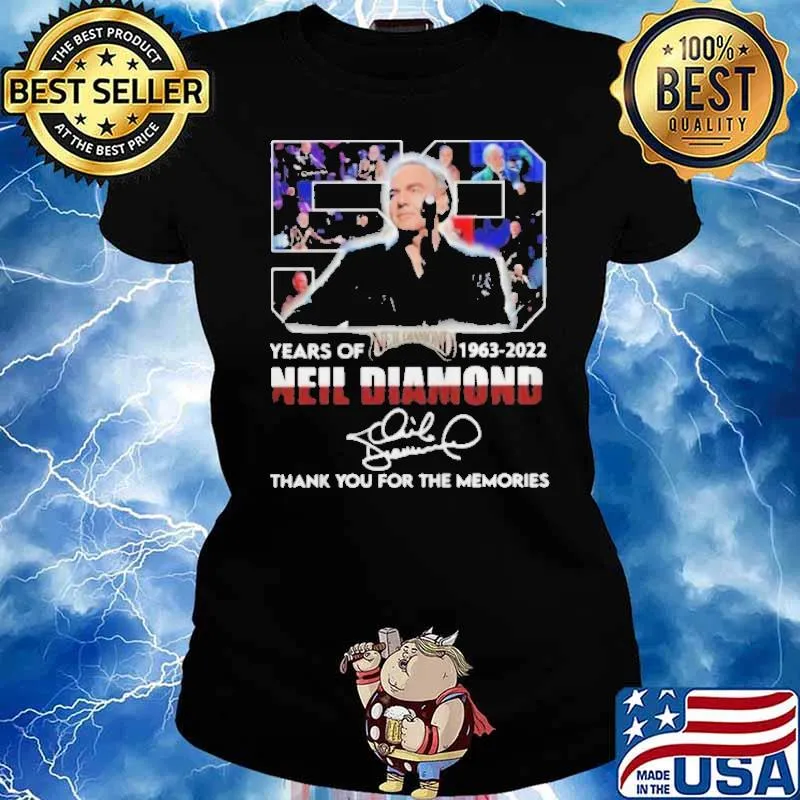 59 years of neil diamond thank for memories signature s Ladies tee