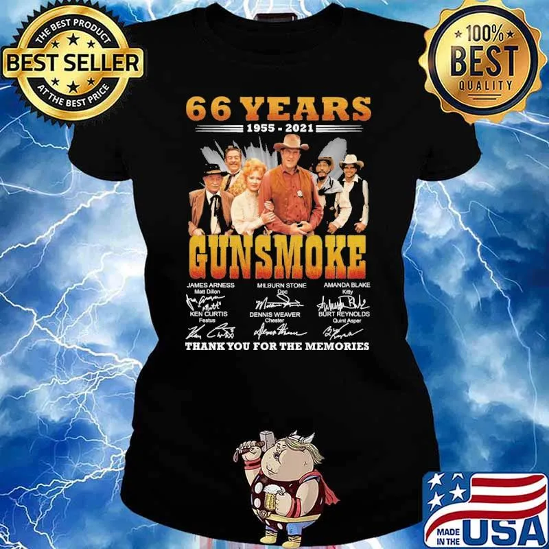 66 years gunsmoke thank for memories signatures s Ladies tee