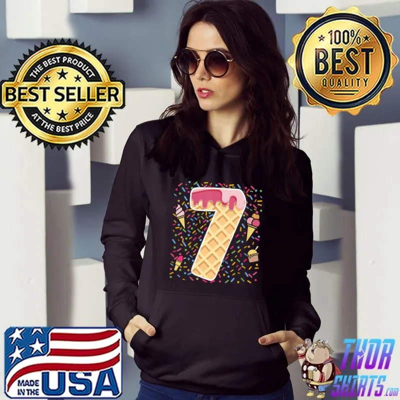 7th Birthday Ice Cream 7th Year Old Summer T-Shirt Hoodie