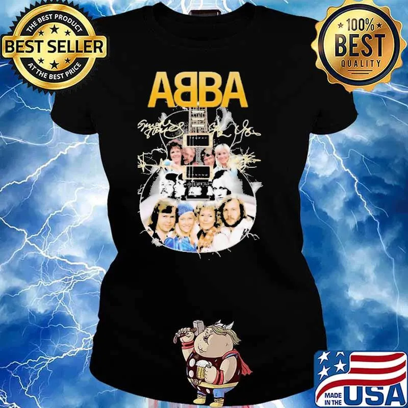 Abba band guitar signatures 2022 classic s Ladies tee