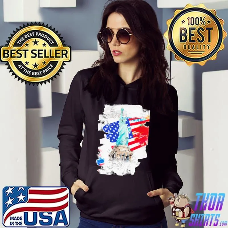 American flag with liberty statue classic s Hoodie