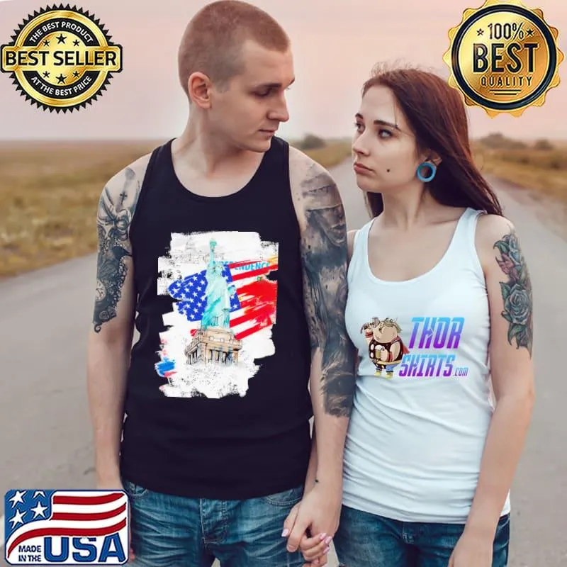 American flag with liberty statue classic s Tank Top