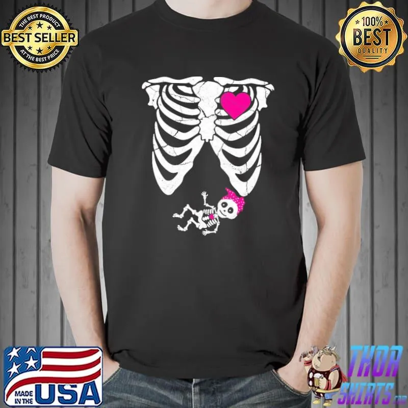 Announcement skeleton baby girl halloween trending shirt