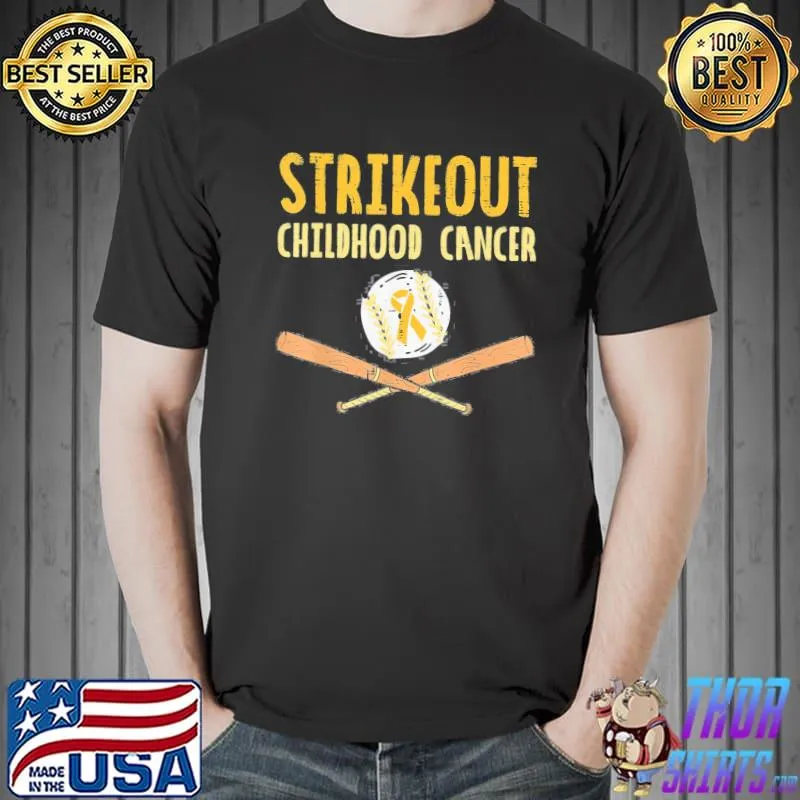 Baseball strikeout childhood cancer awareness ribbon support classic shirt