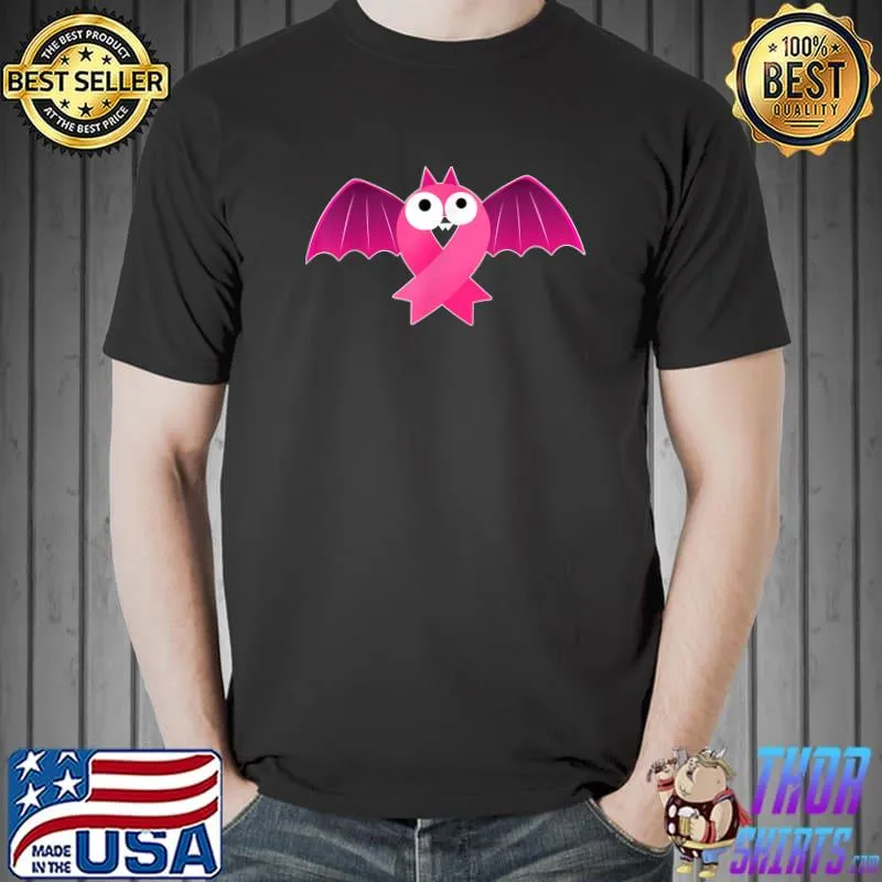 Bat & Pink Ribbon Breast Cancer Awareness Halloween T-Shirt