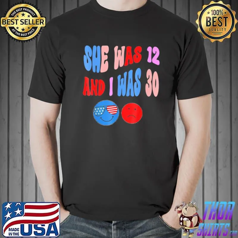 Biden she was 12 and I was 30 groovy flag glasses shirt